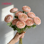 Artificial Ranunculus Manufacturer - Dalian Chermy DC014 3-Heads White Silk for Wedding Decor