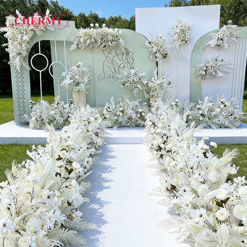 Artificial White Silk Flower Manufacturer - CM-TW009 for Wedding Stage Decoration Aisle