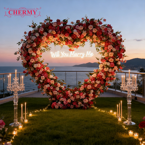 Artificial Flower Arch Manufacturer - 2026 New High Quality Heart Shaped Luxury Rose with Flowers