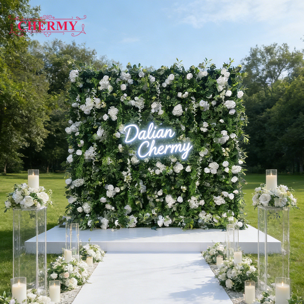 Artificial Flower Wall Backdrop Manufacturer - Wholesale Price Green for Wedding Decoration