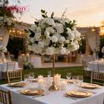 Artificial Flower Ball Manufacturer - Customized Wedding Party White Silk Table Wedding Centerpieces