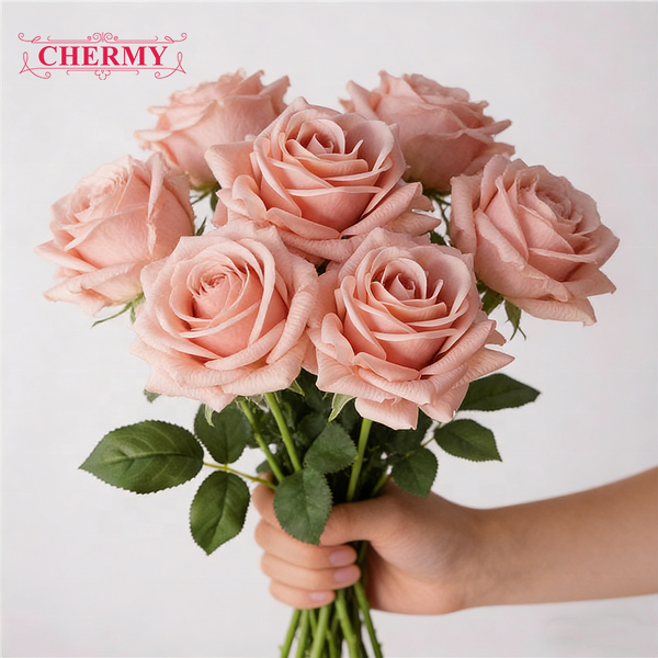 Artificial Rose Manufacturer - CM-TH1233 New Pink Latex Realistic Real Touch for Wedding