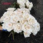 Artificial Rose Manufacturer - DC113 Dalian Chermy 3 Heads 7 Heads Beige High-grade Silk Realistic