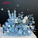 Artificial Flower Arrangement Manufacturer - TW031 Dalian Chermy Blue White for Backdrop Runner Row
