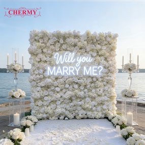 Artificial Flower Wall Backdrop Manufacturer - Wedding Ivory White 8ft X 8ft White Rose 5d Wall