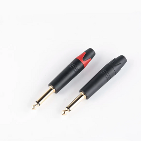 Audio Connector - 6.35mm 1/4 Gold Plug - Mono Stereo Aluminium DIY Jack - TS Microphone Female