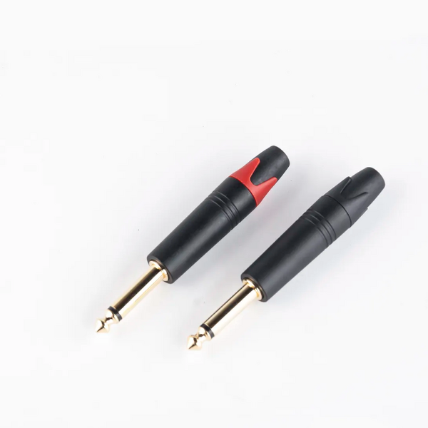 Audio Connector - 6.35mm 1/4 Gold Plug - Mono Stereo Aluminium DIY Jack - TS Microphone Female