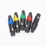 Audio Connector - Cannon 3-Pin XLR Balanced Plug - MIC Cable Adapter - Brass Contact Black Yellow Blue Red