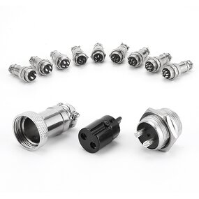 Aviation Connector - GX12 MCX Lockable - Circular Flange Panel Mount 2-10 Core - Microwave 3/16/20/30 Core