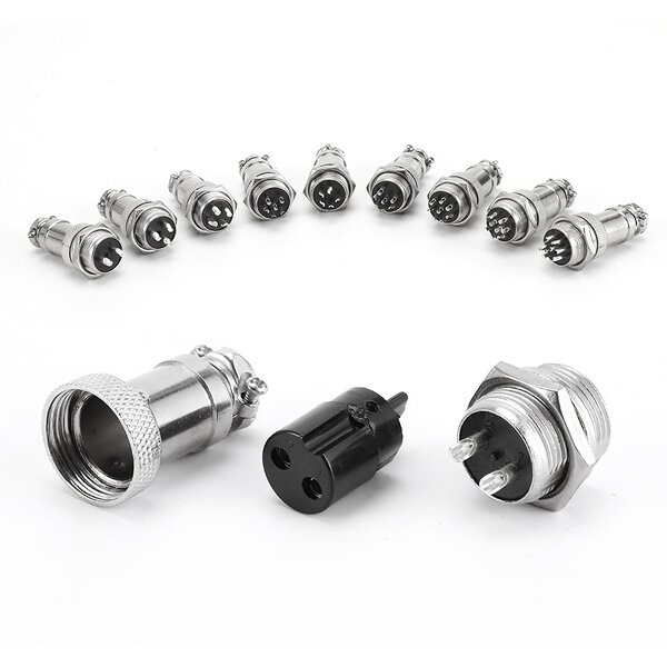 Aviation Connector - GX12 MCX Lockable - Circular Flange Panel Mount 2-10 Core - Microwave 3/16/20/30 Core