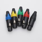Audio Connector - Cannon 3-Pin XLR Balanced Plug - MIC Cable Adapter - Brass Contact Black Yellow Blue Red