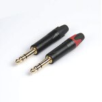 Audio Connector - 6.35mm 1/4 Gold Plug - Mono Stereo Aluminium DIY Jack - TS Microphone Female