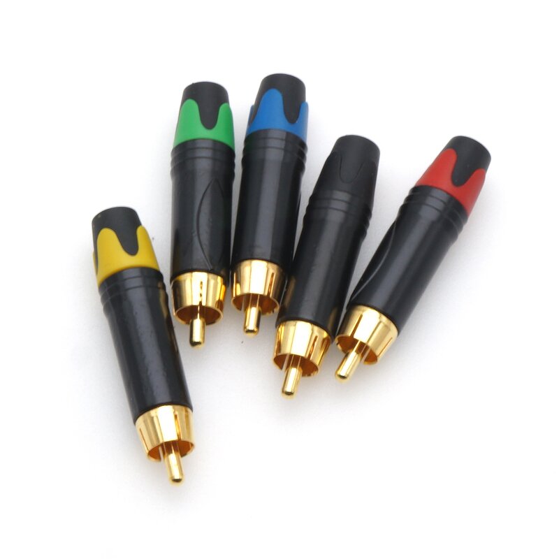 Audio Connector - Gold Plated Single RCA - Tekli Male Adapter 2P - Copper Nickel Welding ABS AV Plug