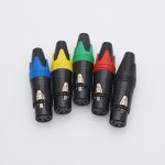 Audio Connector - Cannon 3-Pin XLR Balanced Plug - MIC Cable Adapter - Brass Contact Black Yellow Blue Red