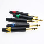 Audio Connector - 6.35mm 1/4 Stereo TRS - Gold-Plated Black Golden - ABS Housing Copper IP40 60V