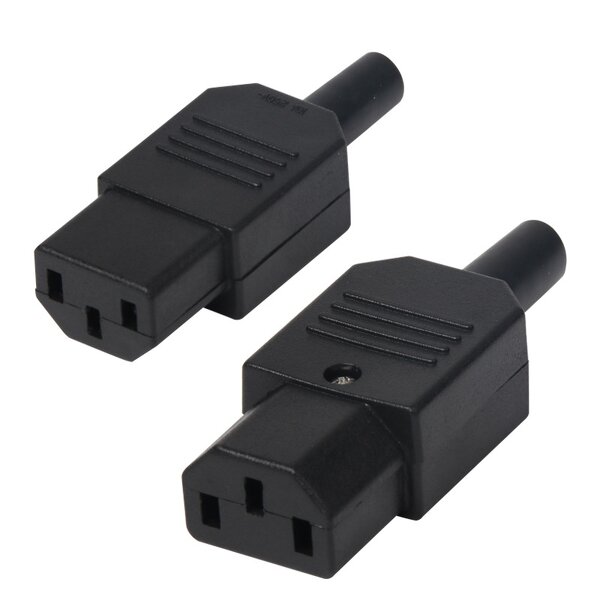 Power Cord Connector - IEC C14 AC Socket Plug - 125V-250V 320 Male 3 Pin 10-15A Extension Cord