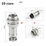 Aviation Connector - GX12 MCX Lockable - Circular Flange Panel Mount 2-10 Core - Microwave 3/16/20/30 Core