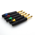 Audio Connector - Gold-Plated 1/4 Inch 6.35mm TRS Stereo - ABS Housing Copper Contacts - Black Golden