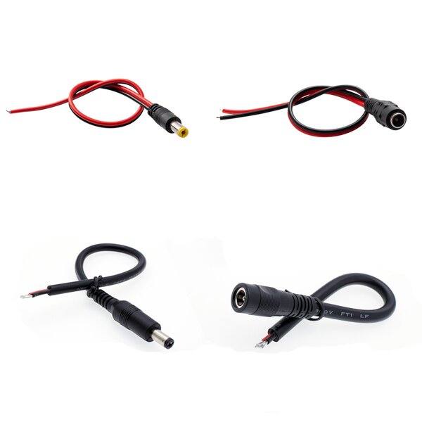 Power Cord - Custom 12V DC CCTV Jack - 5.5/5.1x2.1/2.5mm Injector Pigtail OEM Pen End CCTV