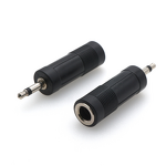 Audio Connector - Female 6.35mm Male 3.5mm 1-3 Pin TRS - Silver Black Plated ABS Guitar Jack Copper