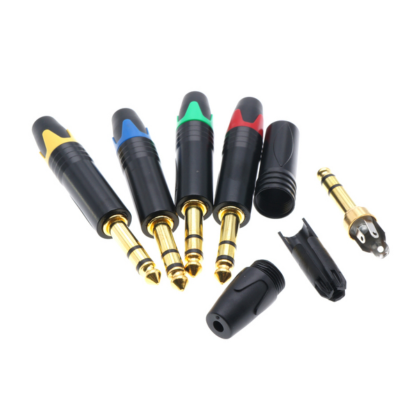 Audio Connector - 6.35mm 1/4 Stereo TRS - Gold-Plated Black Golden - ABS Housing Copper IP40 60V