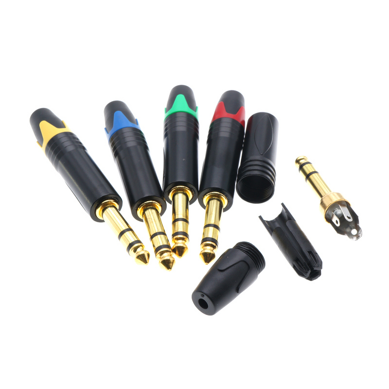 Audio Connector - 6.35mm 1/4 Stereo TRS - Gold-Plated Black Golden - ABS Housing Copper IP40 60V