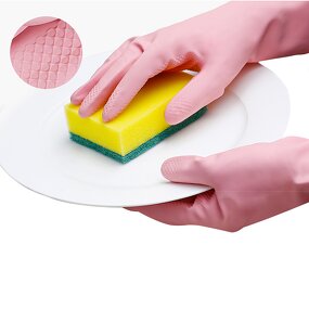 Household Gloves Manufacturer - Latex Pink for Dishwashing 30cm Durable Anti-Slip Waterproof & Oil Resistant