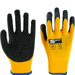 Safety Glove Manufacturer - Fluorescent Yellow Black Latex Coated Good Grip Crinkle Wrinkle Working