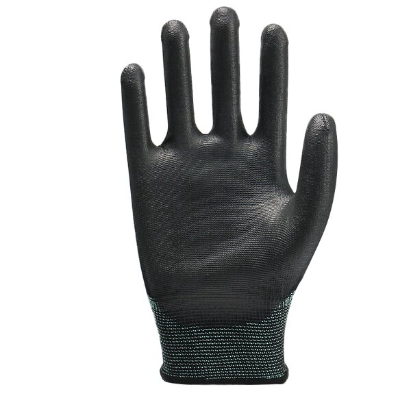 Work Gloves Manufacturer - 13-Gauge Black PU Palm Coated EN388 Certified Oil & Slip Resistant 24CM for Mechanics