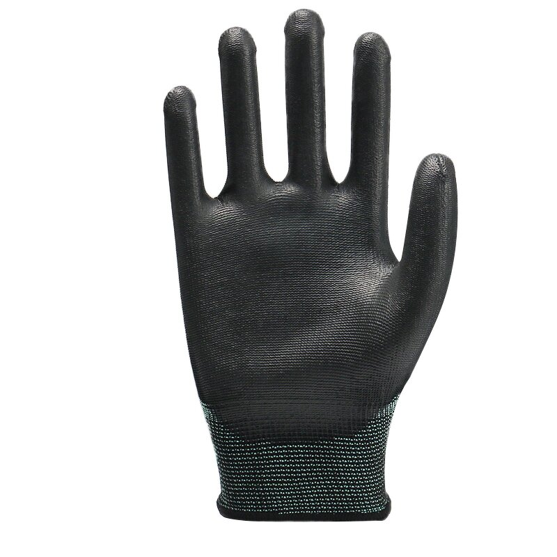 Work Gloves Manufacturer - 13-Gauge Black PU Palm Coated EN388 Certified Oil & Slip Resistant 24CM for Mechanics