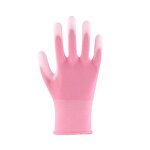 Work Gloves Manufacturer - 13 Gauge Pink PU Palm Coated EN388 Certified with Enhanced Grip
