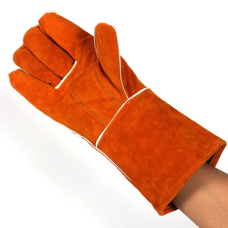 Welding Gloves Manufacturer - Red/Green/Blue/Yellow/Dark Blue Cotton Lined Kevlar Thread Cow Split Leather Heat-Resistant