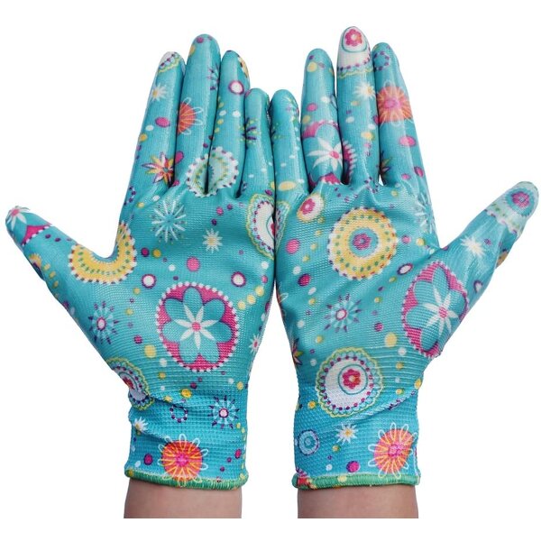 Gardening Gloves Manufacturer - Nitrile-Coated Floral Waterproof Puncture-Resistant Nitrile Rubber Palm Elastic Knitted