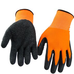 Work Gloves Manufacturer - Latex Coating Anti-slip Industrial 13G Polyester Shell Wrinkle Coated for Men