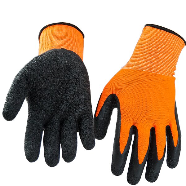 Work Gloves Manufacturer - Latex Coating Anti-slip Industrial 13G Polyester Shell Wrinkle Coated for Men