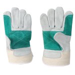 Work Gloves Manufacturer - White Green Coloured Cowhide with Reinforced Palms Safety Cuff for Mining Work Sites