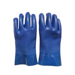 Work Gloves Manufacturer - 27/35 cm Blue Frosted PVC with Polyester Lining Long Sleeves Chemical