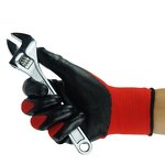 Work Gloves Manufacturer - Red-lined Black Nitrile-coated Oil/Acid/Alkali Resistant Elastic Cuff 24CM