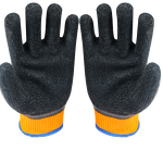 Safety Glove Manufacturer - Fluorescent Yellow Black Latex Coated Good Grip Crinkle Wrinkle Working