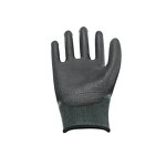 Working Gloves Manufacturer - Black 13 Gauge PU Coated Palm Coated-Polyester Elastic Knitted Cuff Custom Logo