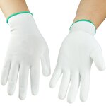 Work Gloves Manufacturer - 13 Gauge White PU Finger Coated Anti-static Carbon Fiber Drust Proof Elastic Cuff