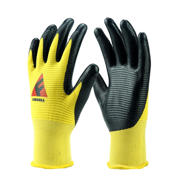 Work Gloves Manufacturer - FURUNDA FFRDN0829 Nitrile Coated U3 Polyester 13 Gauge Elastic Cuff Oil/Acid/Alkali Resistant