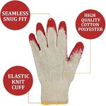 Work Gloves Manufacturer - 10 Gauge Red Rubber Wrinkles Flat Hanging Latex Soft for Handling Site