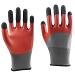 Work Gloves Manufacturer - 13gauge Orange Nitrile Double Dipping Oil-proof Black Reinforced Finger for Safety