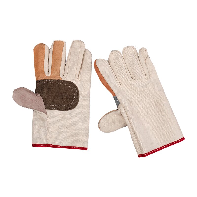 Work Gloves Manufacturer - Men's XL Anti-Slip Twill Canvas Palm Leather Nitrile Rubber Heat Resistant
