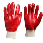 Work Gloves Manufacturer - Cotton Liner Knitted Wrist Cuff Red PVC