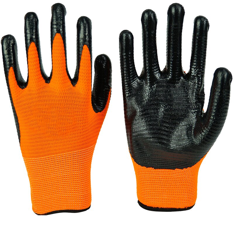 Work Gloves Manufacturer - FURUNDA FFRDN1024 Nitrile Coated U3 Polyester Oil/Acid/Alkali Resistant 13 Gauge