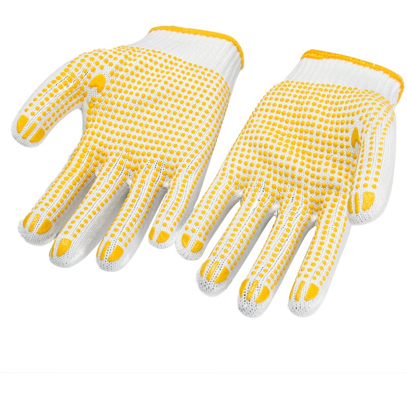 Work Gloves Manufacturer - PVC Dotted One Side Dots for Non-Slip 7/10 Gauge Cotton Blend Elastic Cuff