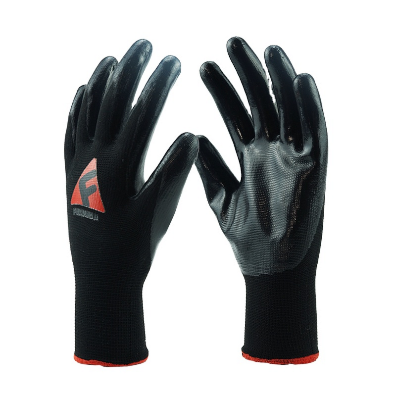 Work Gloves Manufacturer - Nitrile Coated Polyester 13 Gauge Smooth Palm Oil/Acid/Alkali Resistant Elastic Cuff 23cm