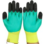 Safety Work Gloves Manufacturer - 13 Gauge Polyester Knitted Foam Latex Coated Fingertips Reinforced